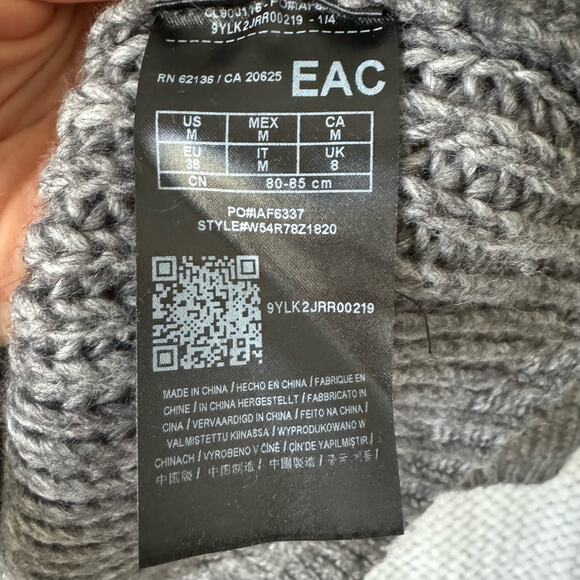 Guess Sweater Women M Gray Chunky Knit Wool Open Front Cardigan Side Pocket - Picture 5 of 11